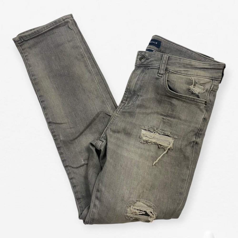 Aeropostale Men Distressed Skinny Jean Grey Wash Size 31/32